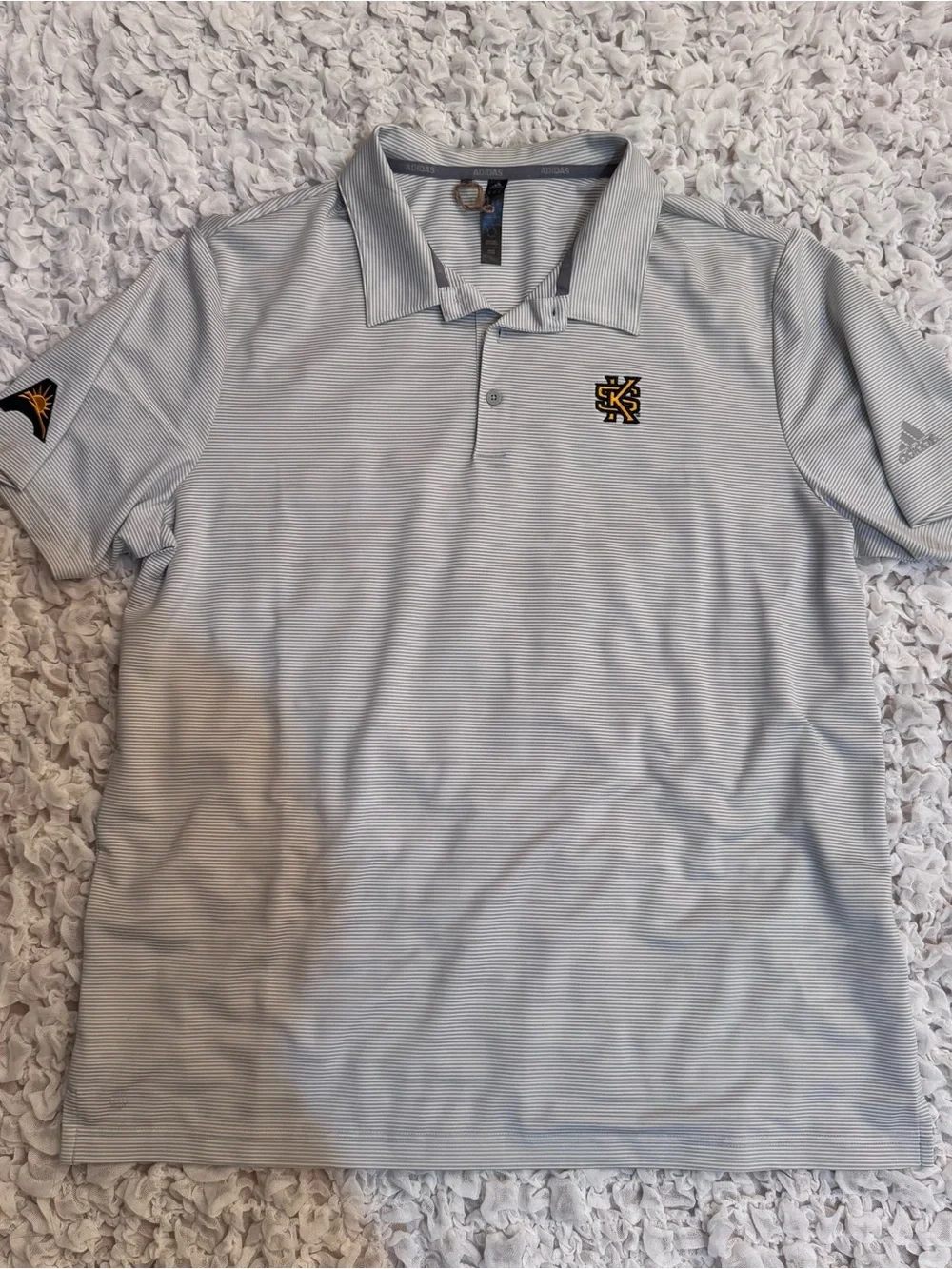 New adidas Kennesaw State Light Gray Pinstripe Polo